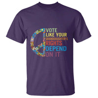 Vote Like Your Granddaughter's Rights Depend On It T Shirt Boho Floral Peace Sign - Wonder Print Shop