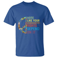 Vote Like Your Granddaughter's Rights Depend On It T Shirt Boho Floral Peace Sign - Wonder Print Shop