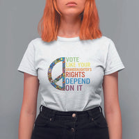 Vote Like Your Granddaughter's Rights Depend On It T Shirt For Women Boho Floral Peace Sign - Wonder Print Shop