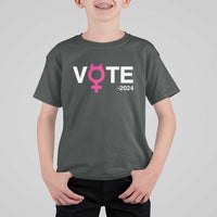 Funny Vote 2024 T Shirt For Kid Cat Woman Sign Harris President 2024 - Wonder Print Shop