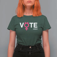Funny Vote 2024 T Shirt For Women Cat Woman Sign Harris President 2024 - Wonder Print Shop