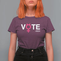 Funny Vote 2024 T Shirt For Women Cat Woman Sign Harris President 2024 - Wonder Print Shop