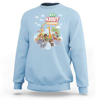 Wild About Learning Sweatshirt Back To School Zoo Animals Student Rainbow - Wonder Print Shop