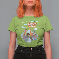 Wild About Learning T Shirt For Women Back To School Zoo Animals Student Rainbow - Wonder Print Shop