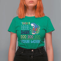 Funny Teacher Shark T Shirt For Women Do Your Work Ruler Back To School - Wonder Print Shop