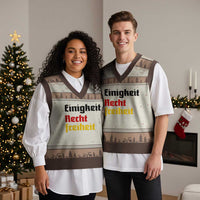 German Heritage V-Neck Knit Sweater Vest Einigkeit Recht Freiheit Germany Flag TS11