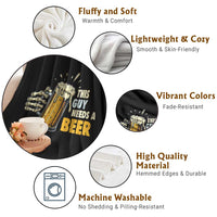 Funny This Guy Needs A Beer Throw Blanket Beer Drinking Skeleton Hand - Wonder Print Shop