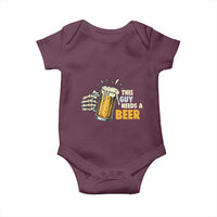 Funny This Guy Needs A Beer Baby Onesie Beer Drinking Skeleton Hand - Wonder Print Shop