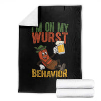 Funny I Am On My Wurst Behavior Throw Blanket German Oktoberfest Sausage - Wonder Print Shop