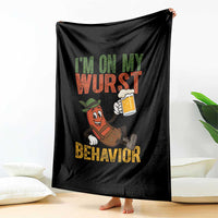 Funny I Am On My Wurst Behavior Throw Blanket German Oktoberfest Sausage - Wonder Print Shop