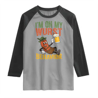 Funny I Am On My Wurst Behavior Raglan Shirt German Oktoberfest Sausage - Wonder Print Shop