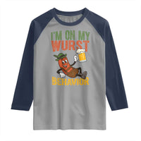 Funny I Am On My Wurst Behavior Raglan Shirt German Oktoberfest Sausage - Wonder Print Shop