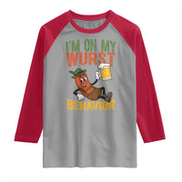 Funny I Am On My Wurst Behavior Raglan Shirt German Oktoberfest Sausage - Wonder Print Shop