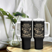 Never Underestimate An Old Man Who Has Native Blood Tumbler With Handle Native American Warrior - Wonder Print Shop