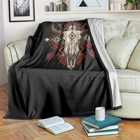 Native American Longhorn Bull Skull Tribal Arrows Throw Blanket - Wonder Print Shop