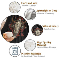 Native American Longhorn Bull Skull Tribal Arrows Throw Blanket - Wonder Print Shop