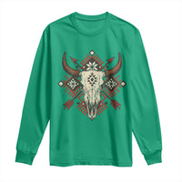 Native American Longhorn Bull Skull Tribal Arrows Long Sleeve Shirt - Wonder Print Shop