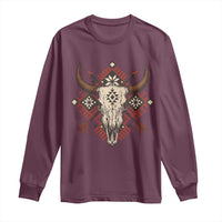Native American Longhorn Bull Skull Tribal Arrows Long Sleeve Shirt - Wonder Print Shop