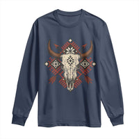 Native American Longhorn Bull Skull Tribal Arrows Long Sleeve Shirt - Wonder Print Shop