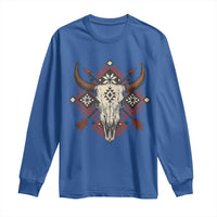 Native American Longhorn Bull Skull Tribal Arrows Long Sleeve Shirt - Wonder Print Shop