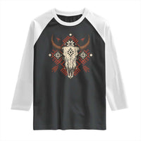 Native American Longhorn Bull Skull Tribal Arrows Raglan Shirt - Wonder Print Shop