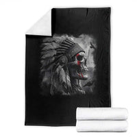 Native American Indian Chief Skull Headdress Crow Throw Blanket - Wonder Print Shop