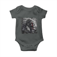 Native American Indian Chief Skull Headdress Crow Baby Onesie - Wonder Print Shop