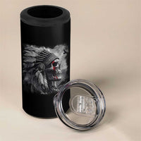Native American Indian Chief Skull Headdress Crow 4 in 1 Can Cooler Tumbler - Wonder Print Shop