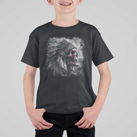 Native American Indian Chief Skull Headdress Crow T Shirt For Kid - Wonder Print Shop