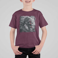Native American Indian Chief Skull Headdress Crow T Shirt For Kid - Wonder Print Shop