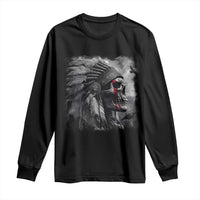 Native American Indian Chief Skull Headdress Crow Long Sleeve Shirt - Wonder Print Shop