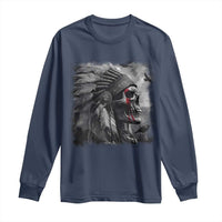 Native American Indian Chief Skull Headdress Crow Long Sleeve Shirt - Wonder Print Shop