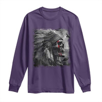 Native American Indian Chief Skull Headdress Crow Long Sleeve Shirt - Wonder Print Shop