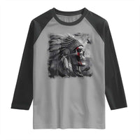 Native American Indian Chief Skull Headdress Crow Raglan Shirt - Wonder Print Shop