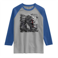 Native American Indian Chief Skull Headdress Crow Raglan Shirt - Wonder Print Shop