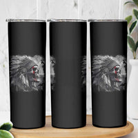 Native American Indian Chief Skull Headdress Crow Skinny Tumbler - Wonder Print Shop