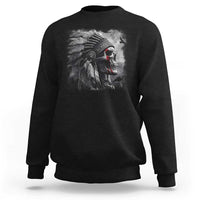 Native American Indian Chief Skull Headdress Crow Sweatshirt - Wonder Print Shop