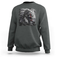 Native American Indian Chief Skull Headdress Crow Sweatshirt - Wonder Print Shop