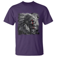 Native American Indian Chief Skull Headdress Crow T Shirt - Wonder Print Shop