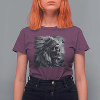 Native American Indian Chief Skull Headdress Crow T Shirt For Women - Wonder Print Shop