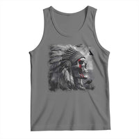 Native American Indian Chief Skull Headdress Crow Tank Top - Wonder Print Shop