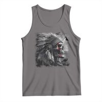 Native American Indian Chief Skull Headdress Crow Tank Top - Wonder Print Shop