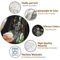 Funny Sitting Bull 90s Nostalgia Pop Art Throw Blanket Retro Native American Chief - Wonder Print Shop