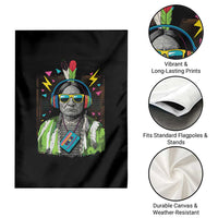 Funny Sitting Bull 90s Nostalgia Pop Art Garden Flag Retro Native American Chief - Wonder Print Shop
