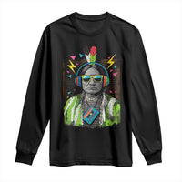 Funny Sitting Bull 90s Nostalgia Pop Art Long Sleeve Shirt Retro Native American Chief - Wonder Print Shop