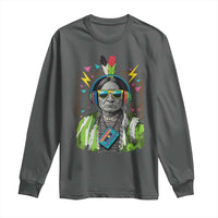 Funny Sitting Bull 90s Nostalgia Pop Art Long Sleeve Shirt Retro Native American Chief - Wonder Print Shop