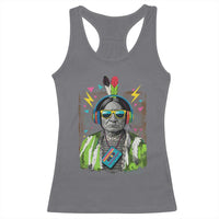 Funny Sitting Bull 90s Nostalgia Pop Art Racerback Tank Top Retro Native American Chief - Wonder Print Shop