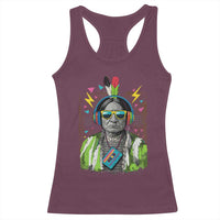 Funny Sitting Bull 90s Nostalgia Pop Art Racerback Tank Top Retro Native American Chief - Wonder Print Shop