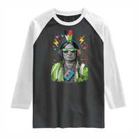 Funny Sitting Bull 90s Nostalgia Pop Art Raglan Shirt Retro Native American Chief - Wonder Print Shop
