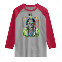 Funny Sitting Bull 90s Nostalgia Pop Art Raglan Shirt Retro Native American Chief - Wonder Print Shop
